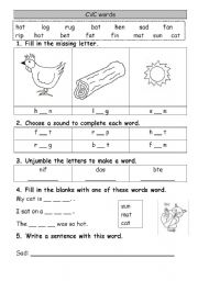 English Worksheet: CVC words