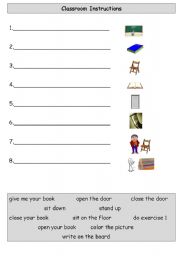 English Worksheet: Classroom Instructions