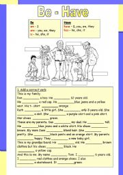 English Worksheet: Be - Have