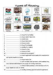 English Worksheet: types of housing