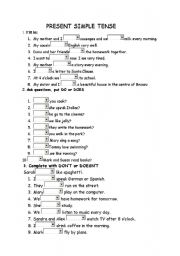 English worksheet: present simple tense