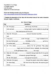 English worksheet: Simple Past and Past Continuous