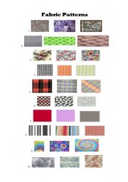 English Worksheet: Fabric Patterns: A clothing unit supplementary lesson
