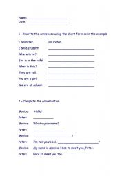 English worksheet: verb To Be