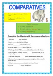 English Worksheet: Comparatives