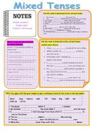 English Worksheet: Mixed Tenses  Bag