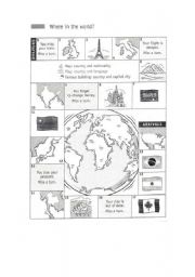 English Worksheet: Where in the World?