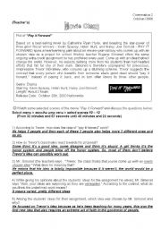 English Worksheet: Movie-conversation class based on the Film - Pay it forward (Teachers)