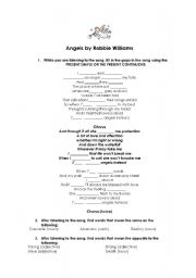 English Worksheet: SONG: ANGELS BY ROBBIE WILLIAMS