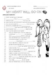 English Worksheet: my heart will go on