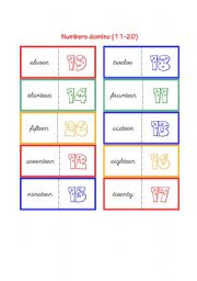 English Worksheet: Numbers domino (11-20)