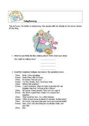 English Worksheet: Telephoning