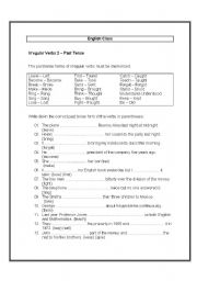 English Worksheet: Irregular Verbs 2  Past Tense  