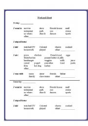 English worksheet: Weekend sheet
