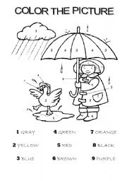 English Worksheet: COLOR THE PICTURE