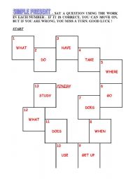 English worksheet: SIMPLE PRESENT BOARD GAME