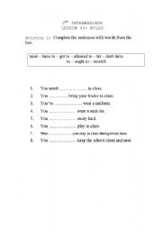 English Worksheet: Classroom rules