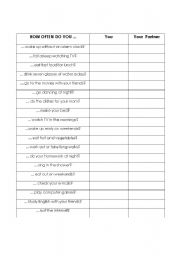 English Worksheet: How often do you .... ?