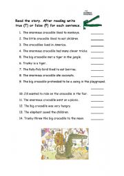 English Worksheet: The Enormous Crocodile by Roald Dahl