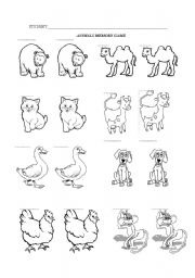 English Worksheet: Animals memory game