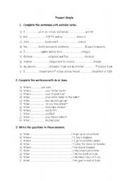 English Worksheet: Present Simple