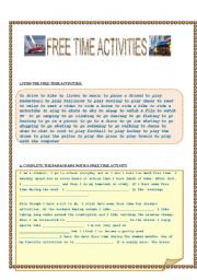 English Worksheet: FREE TIME ACTIVITIES
