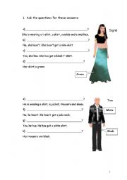 English Worksheet: test 5th grade (clothes)