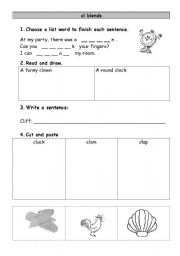 English worksheet: cl blends