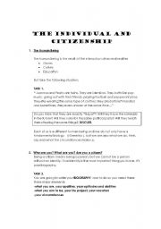 English Worksheet: Citizenship Education: The Human Being- The Citizen