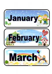 English Worksheet: Calendar flashcards set 1