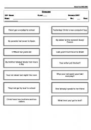 English worksheet: Grammar exercises