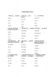 English Worksheet: Assessment Test