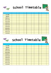 English Worksheet: School Timetable