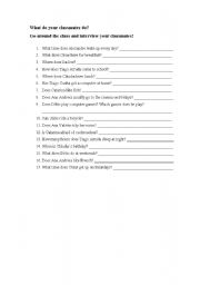 English worksheet: Present simple- Interviews