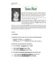 English Worksheet: James Blunts Biography
