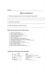 English worksheet: Bruce Almight