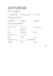 English worksheet: present simple, continuous, vocabulary, writing