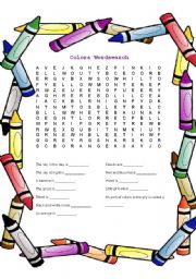 English Worksheet: Colors Wordsearch