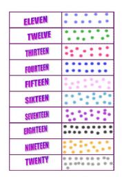 MEMORY GAME NUMBERS FROM 11 TO 20