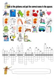 English Worksheet: picture puzzle for beginners