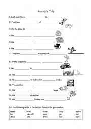 English Worksheet: Simple Past  - Harrys Trip 