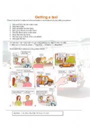 English Worksheet: Getting a taxi role play and conversation maker (001)