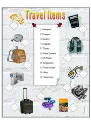English Worksheet: Travel Items