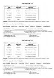 English Worksheet: Jobs and qualities