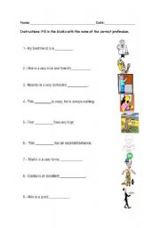 English worksheet: Jobs, Professions, Occupations - Fill in the Blanks