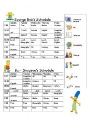 English Worksheet: Timetable Bob and Bart