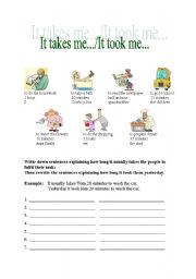 English Worksheet: It takes me/it took me