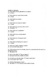 English worksheet: riddles of alphabet
