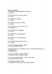 English Worksheet: riddles of alphabet