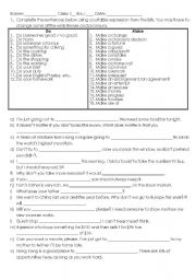 English Worksheet: Do and Make